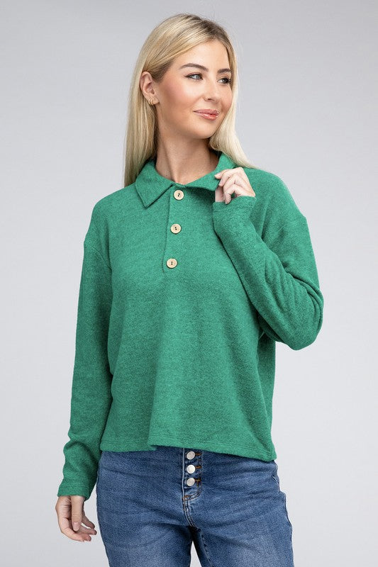 Brushed Melange Hacci Collared Sweater king-general-store-5710.myshopify.com