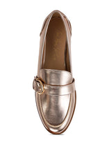 Haruka Metallic Faux Leather Loafers