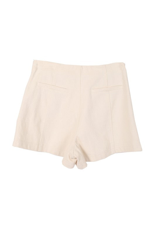 Ivory High Waisted Slant Pocket Line Shorts king-general-store-5710.myshopify.com