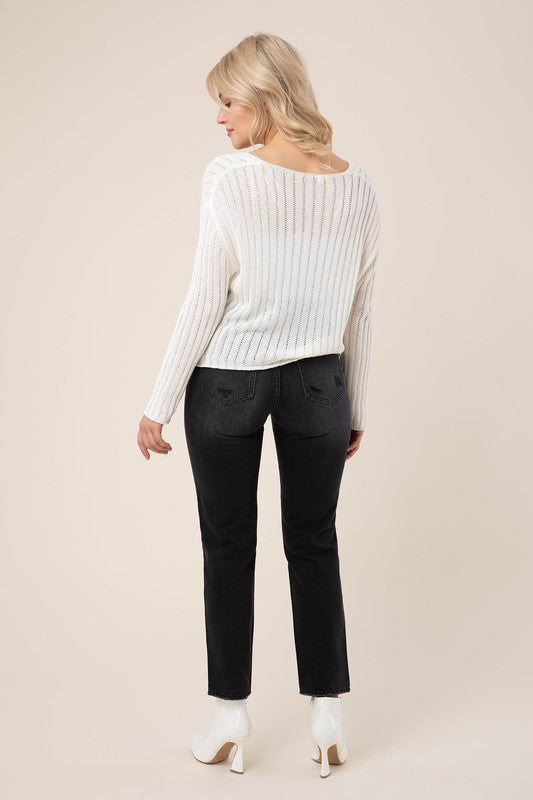 Variegated Rib V-Neck Sweater king-general-store-5710.myshopify.com