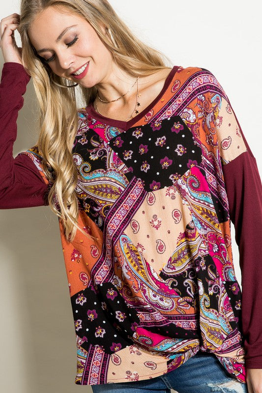 PAISLEY MIXED BOXY TOP