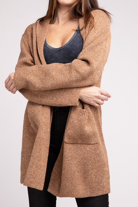 Hooded Open Front Sweater Cardigan king-general-store-5710.myshopify.com