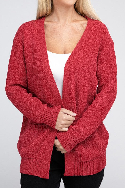 Melange Open Front Sweater Cardigan king-general-store-5710.myshopify.com