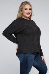 Plus Ribbed Brushed Melange Hacci Sweater king-general-store-5710.myshopify.com