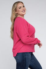 Plus Ribbed Brushed Melange Hacci Sweater king-general-store-5710.myshopify.com