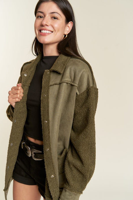 Faux Fur and Suede Jacket king-general-store-5710.myshopify.com