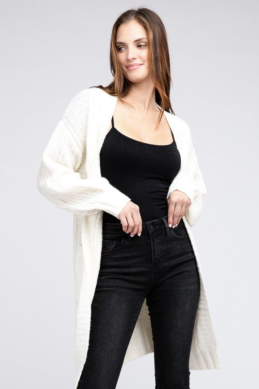 Twist Knitted Open Front Cardigan With Pockets king-general-store-5710.myshopify.com