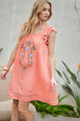 Embroidered Square Neck Mini Dress king-general-store-5710.myshopify.com