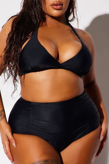 Plus Two Piece High Waist with Ruched Front Bikini king-general-store-5710.myshopify.com