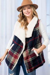 Oversized Warm Plaid Vest