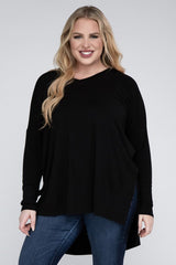 Plus Dolman Sleeve V-Neck Side Slit Hi-Low Hem Top king-general-store-5710.myshopify.com