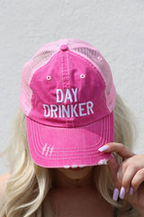 Day Drinker Pink Mesh Trucker Hat king-general-store-5710.myshopify.com