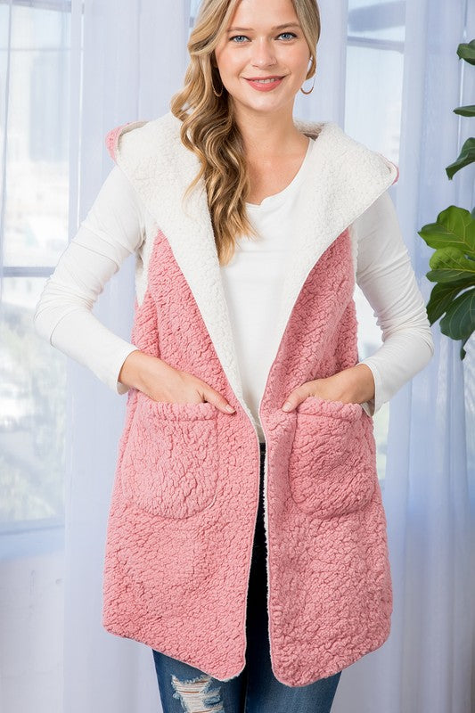 Oversized Sherpa Long Vest