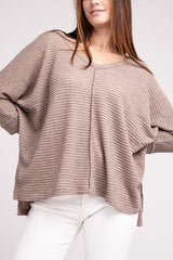 V-Neck Hi-Low Hem Jacquard Sweater king-general-store-5710.myshopify.com