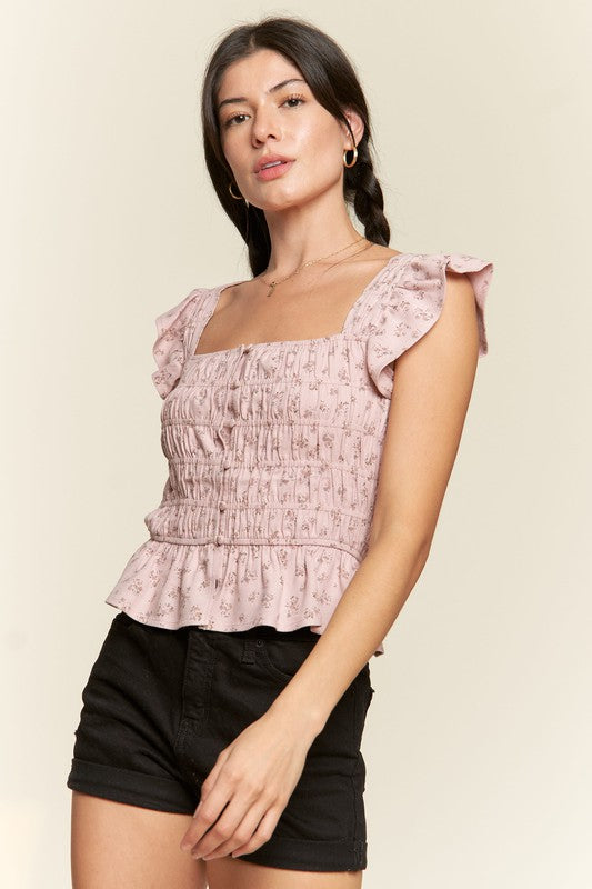 Floral Print Ruffled Top king-general-store-5710.myshopify.com