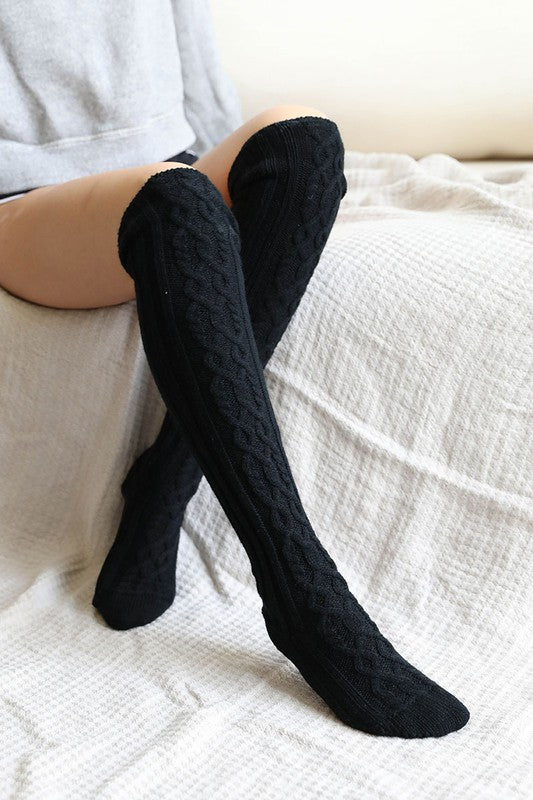 Knee High Cable Knit Socks king-general-store-5710.myshopify.com