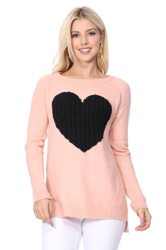 Cozy Heart Jacquard Round Neck Pullover Sweater king-general-store-5710.myshopify.com