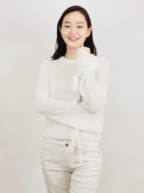 Bow Bell Sleeve Waffle Knit Sweater Pullover king-general-store-5710.myshopify.com