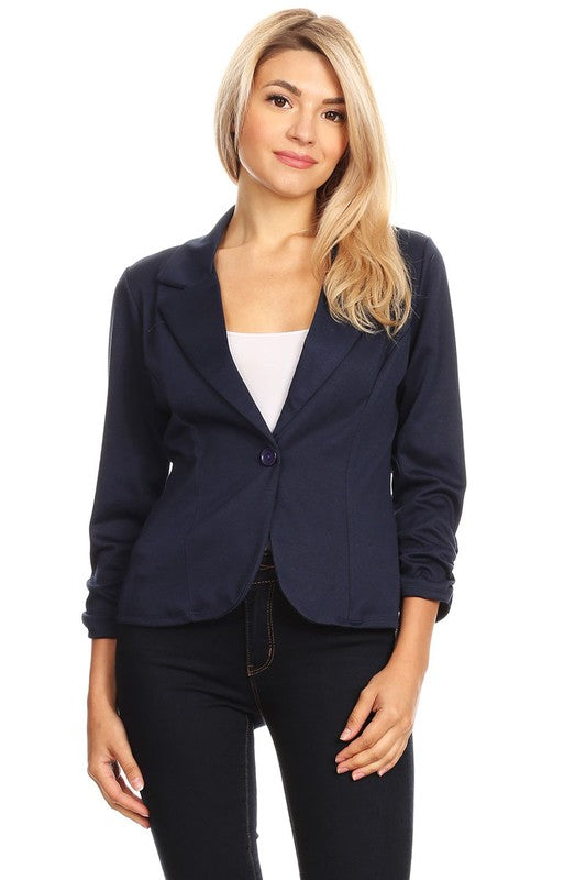 Solid Waist Length Blazer king-general-store-5710.myshopify.com