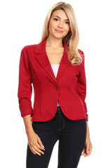 Solid Waist Length Blazer king-general-store-5710.myshopify.com