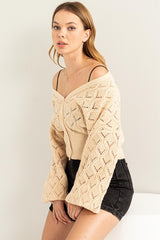 Days Together Pointelle Sweater Cardigan king-general-store-5710.myshopify.com