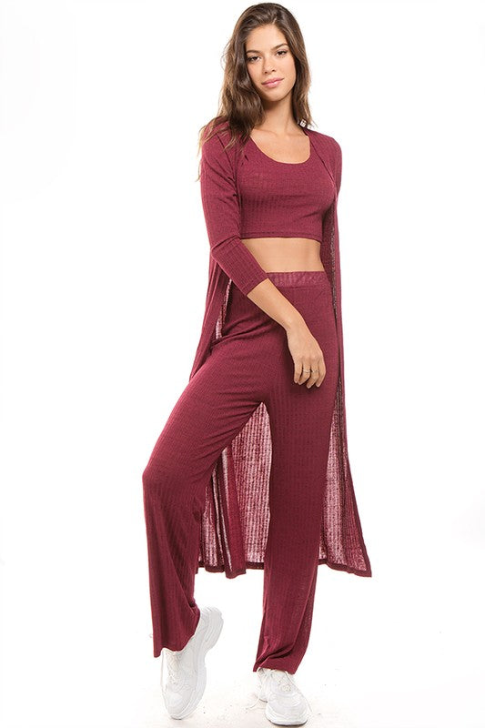 Burgundy Knit Three Piece Set king-general-store-5710.myshopify.com