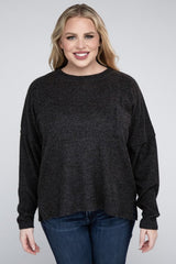 Plus Ribbed Brushed Melange Hacci Sweater king-general-store-5710.myshopify.com