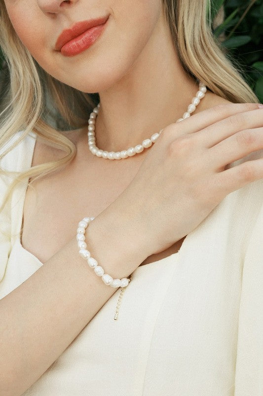 Mid-Sized Natural Pearl Bracelet and Necklace Set king-general-store-5710.myshopify.com