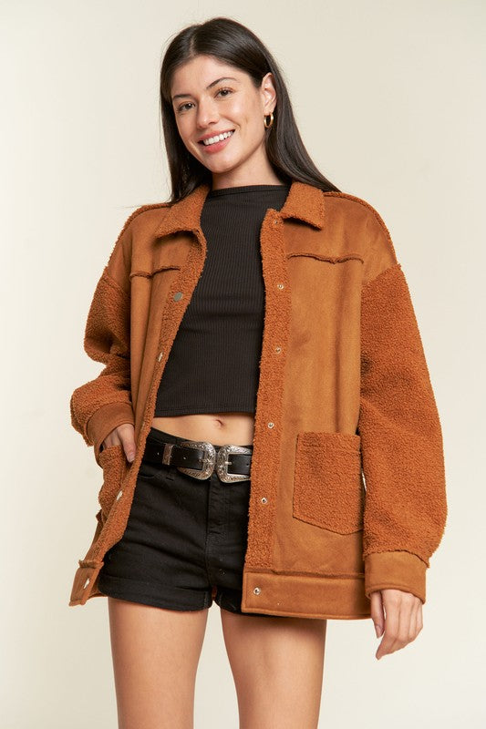 Faux Fur and Suede Jacket king-general-store-5710.myshopify.com