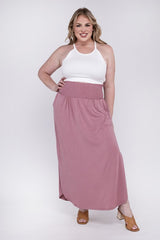 Plus Smocked Waist Side Slit Maxi Skirt with Pockets king-general-store-5710.myshopify.com