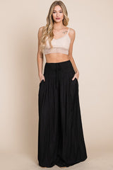 Plus Ruched Waist Wide Resort Pants king-general-store-5710.myshopify.com