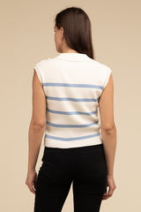 Casual Striped Point Collar Polo Vest