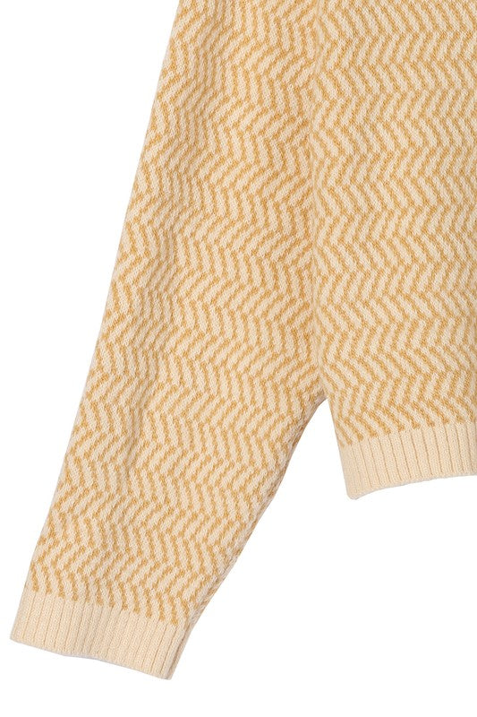 Herringbone Pattern Crew Neck Sweater king-general-store-5710.myshopify.com