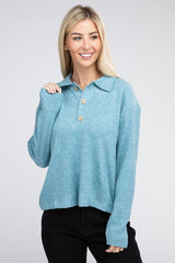 Brushed Melange Hacci Collared Sweater king-general-store-5710.myshopify.com