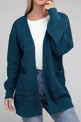 Low Gauge Waffle Open Cardigan Sweater king-general-store-5710.myshopify.com