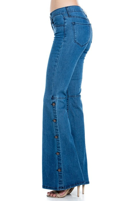 Button Down Bottom Flare Wide Golden Stitch Denim Jeans king-general-store-5710.myshopify.com