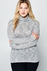 Plus Long Sleeve Knit Turtleneck Top