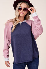 Solid Terry Color Block Sweatshirt