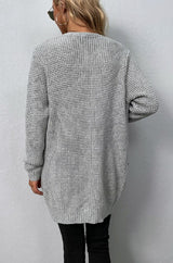 Open Front Waffle Sweater Cardigan king-general-store-5710.myshopify.com