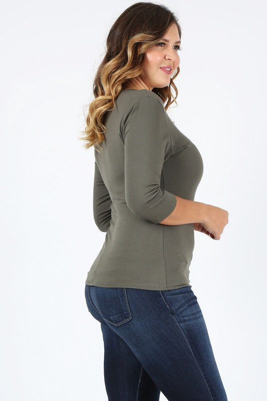 Plus Size Fitted Style Waist Tie Top