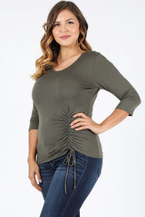 Plus Size Fitted Style Waist Tie Top