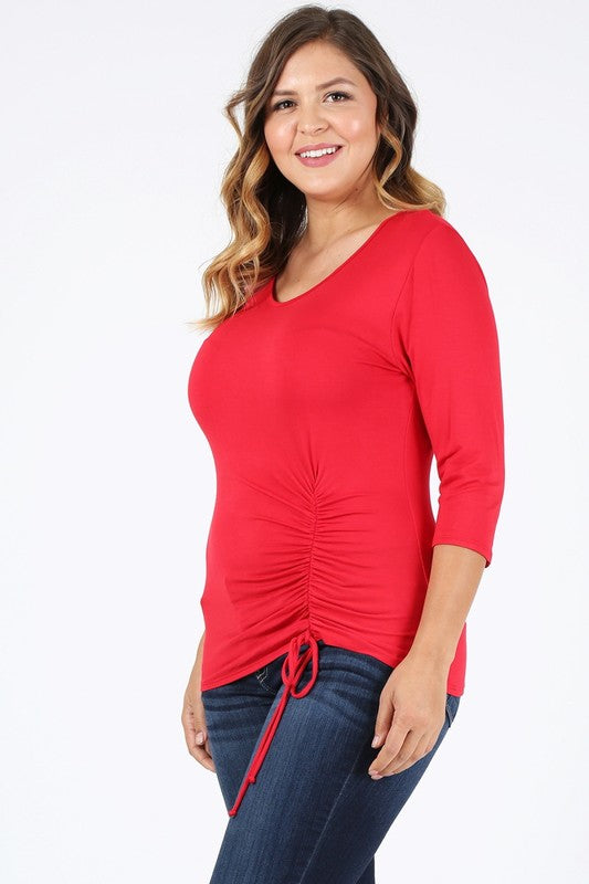 Plus Size Fitted Style Waist Tie Top