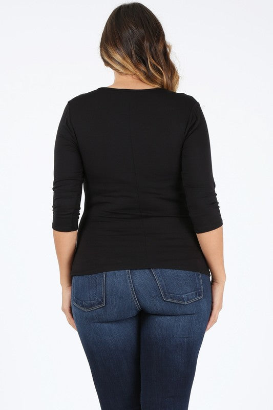 Plus Size Fitted Style Waist Tie Top