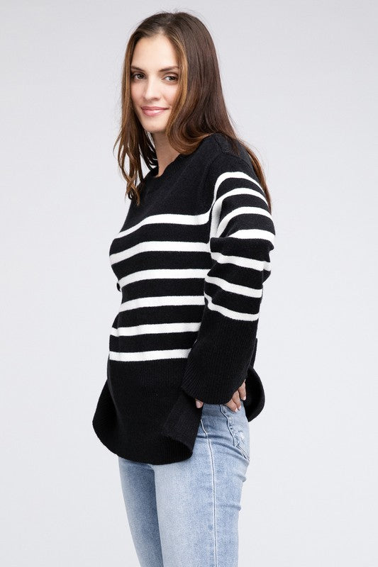 Ribbed Hem Stripe Sweater king-general-store-5710.myshopify.com