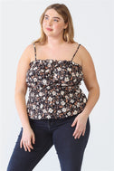 Zenobia Plus Size Frill Floral Square Neck Cami