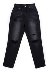 Black Distressed Straight Jeans king-general-store-5710.myshopify.com