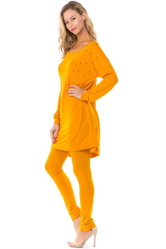 Yellow Pearl Accent Long Sweater Set king-general-store-5710.myshopify.com