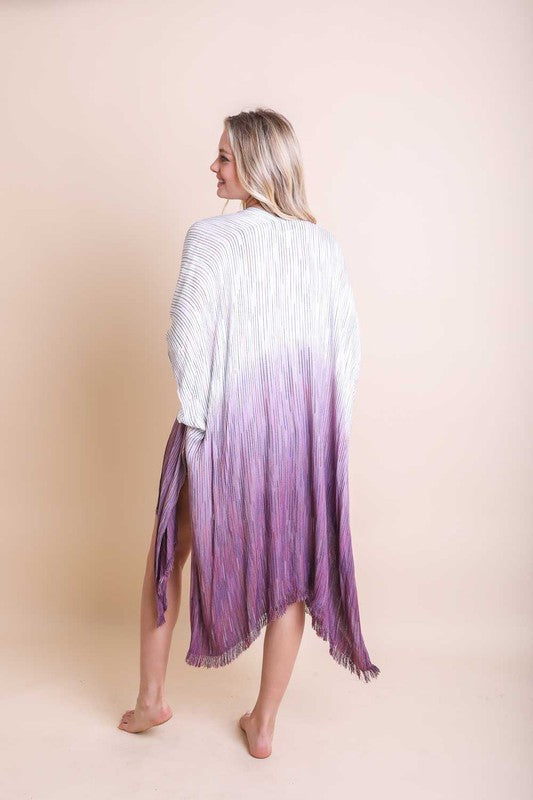 Ombre Vertical Multicolor Stitched Kimono king-general-store-5710.myshopify.com