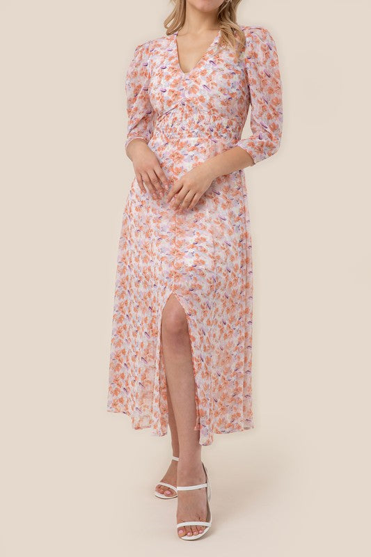 Pink Floral V-Neck Maxi Dress king-general-store-5710.myshopify.com