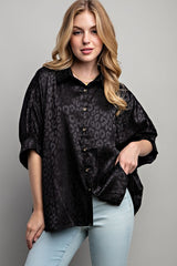 Light Satin Print Button Down Shirt